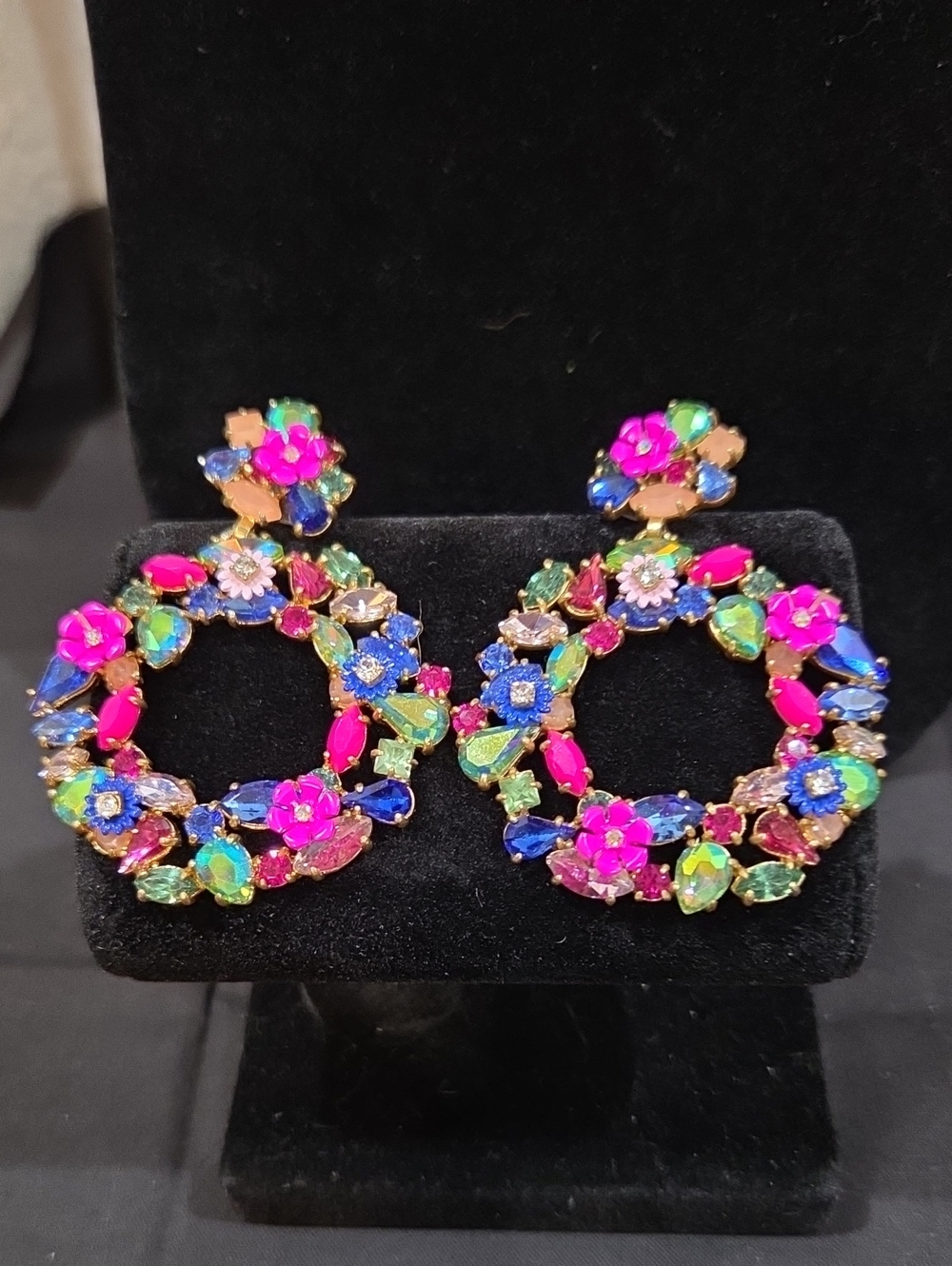 J. CREW COLORFUL WREATH STATEMENT EARRINGS